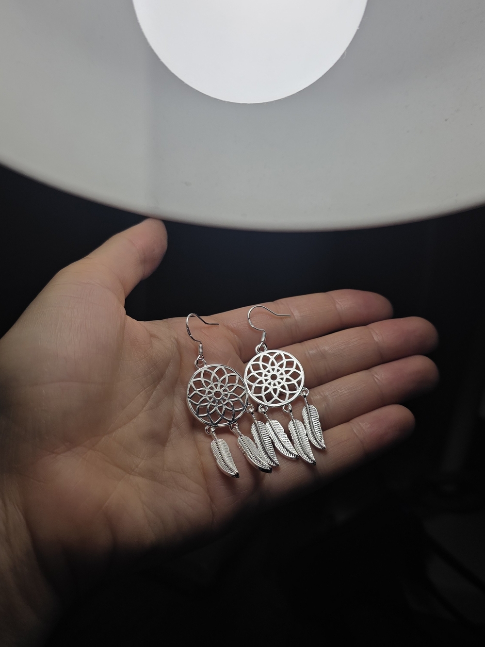 925 Silver Dreamcatcher Feather Dangle Earrings - Women Jewelry
